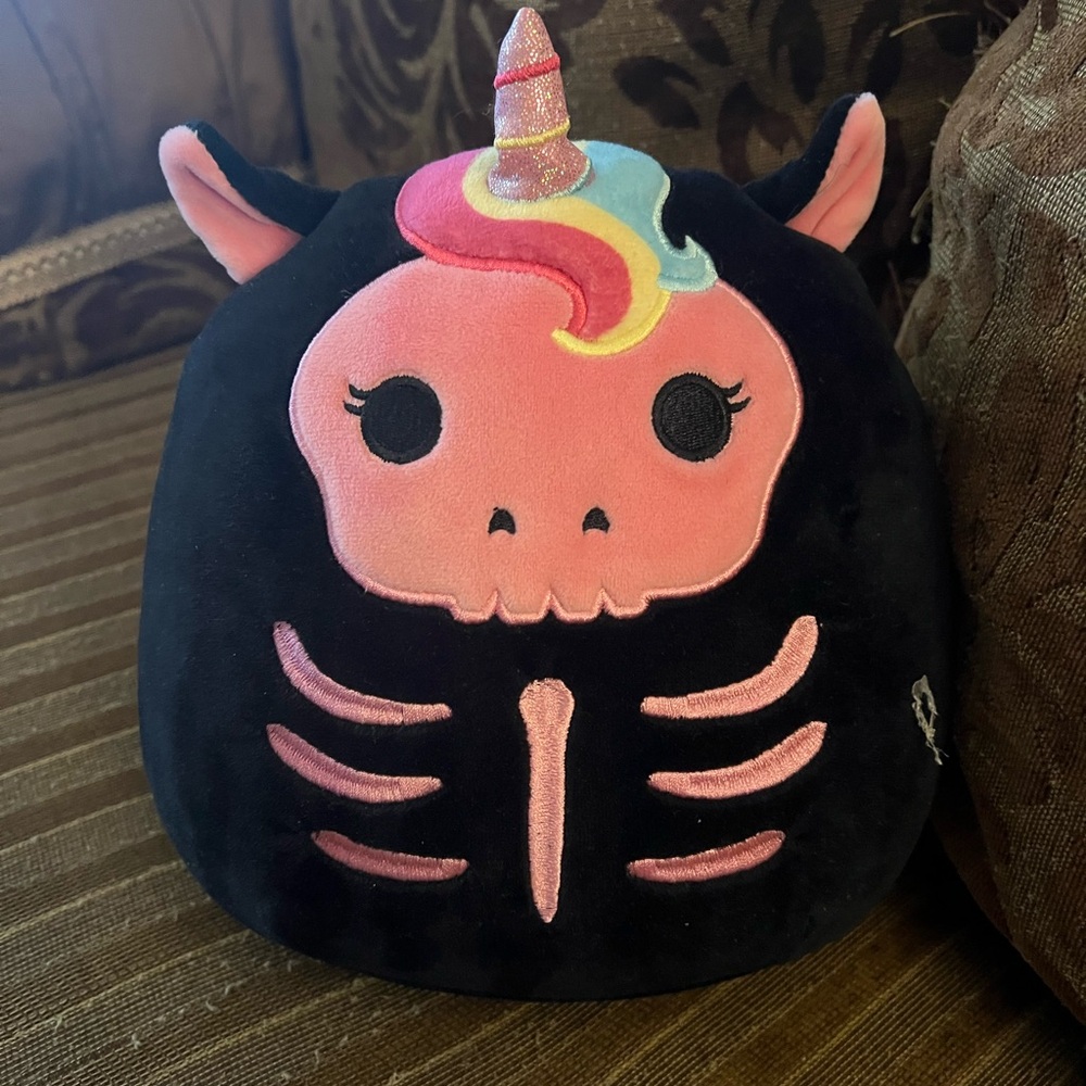 Squishmallows Black and Pink Unicorn Skeleton Plush Sketlana
